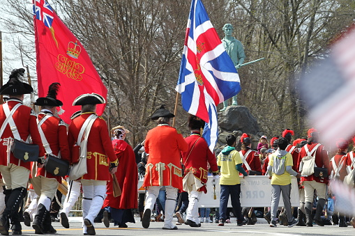 Patriots Day Parade held in Lexington, MA on April 18, 2022,  after two years cancellations.