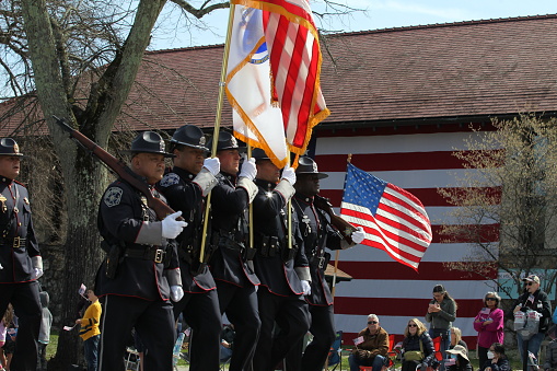 Patriots Day Parade held in Lexington, MA on April 18, 2022,  after two years cancellations.