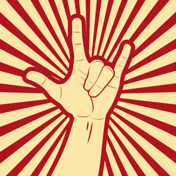 Vector illustration of I love you in American Sign Language (ASL) propaganda poster