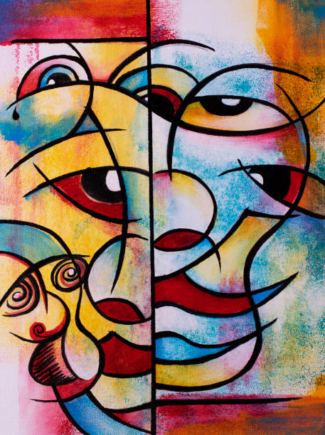 istock Colorful abstract painting of faces and eyes 1392242033