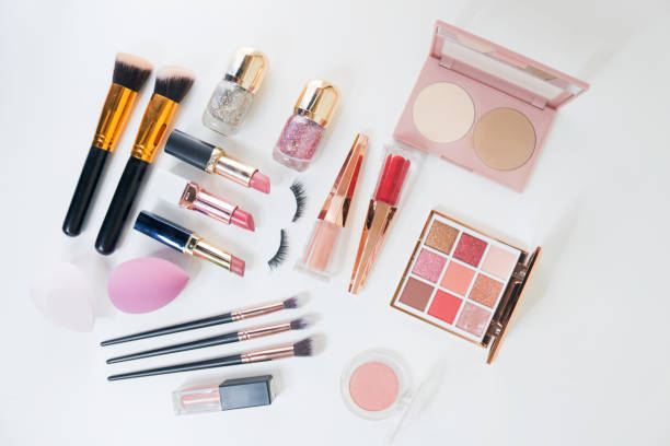 istock Makeup brush and decorative cosmetics on a white background. 1392246267