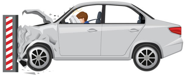 illustrations, cliparts, dessins animés et icônes de homme avec échantillon d’accident de voiture - airbag