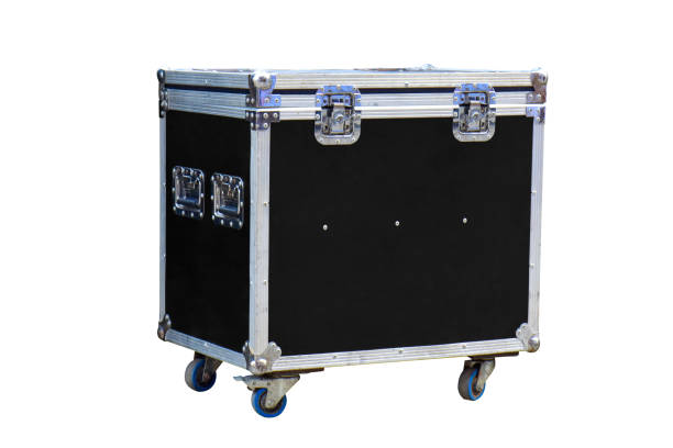 Musical equipment box isolated on white background Musical equipment box isolated on white background, Work with clipping path. metal crate stock pictures, royalty-free photos & images