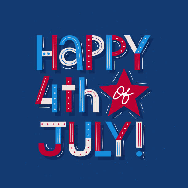 illustrazioni stock, clip art, cartoni animati e icone di tendenza di buon 4 luglio. biglietto di auguri colorato retrò del giorno dell'indipendenza degli stati uniti. poster scritto a mano. - fourth of july honor freedom square