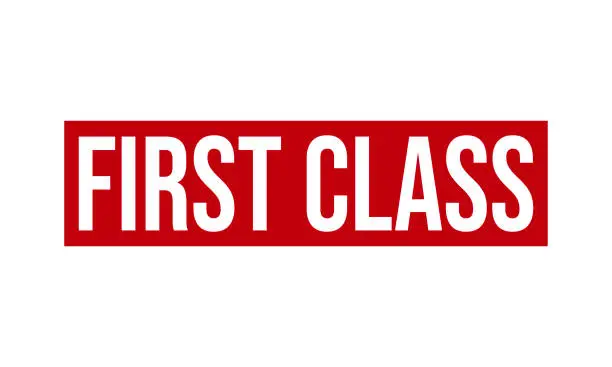 First class travel sticker Royalty-free Stock Vector Images