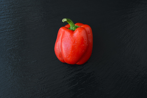 agriculture, background, bell, black, black background, bulgarian, capsicum, chalkboard, closeup, color, colorful, cooking, delicious, diet, eating, food, fresh, freshness, gourmet, green, harvest, health, healthy, ingredient, juicy, kitchen, lifestyle, meal, natural, nutrition, one, organic, paprika, pepper, peppers, raw, red, red bell peppers, red pepper, ripe, single, sweet, table, tasty, top view, vegetable, vegetables, vegetarian, vitamin, water