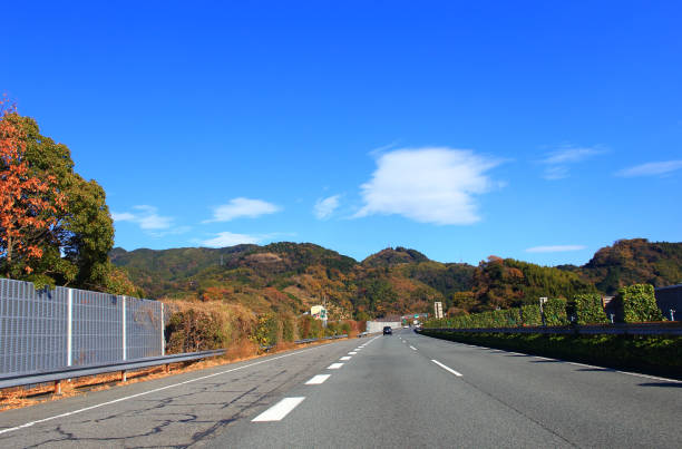 Driving on Tomei Expressway in autumn