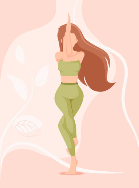 Yoga. Garudasana pose The girl does yoga. Garudasana pose. Cartoon design. garudasana illustrations stock illustrations