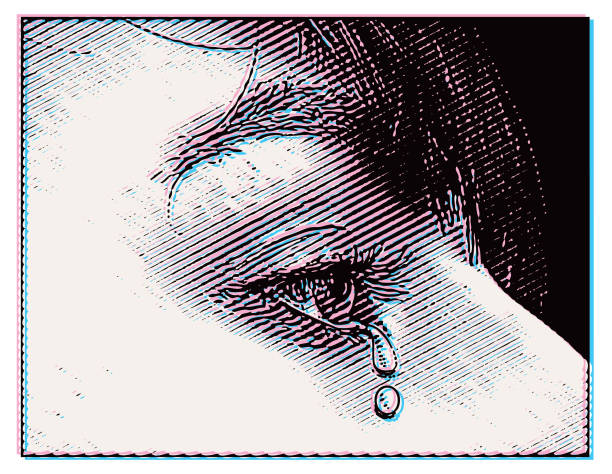 nahaufnahme von tränenden augen - woman face close up stock-grafiken, -clipart, -cartoons und -symbole