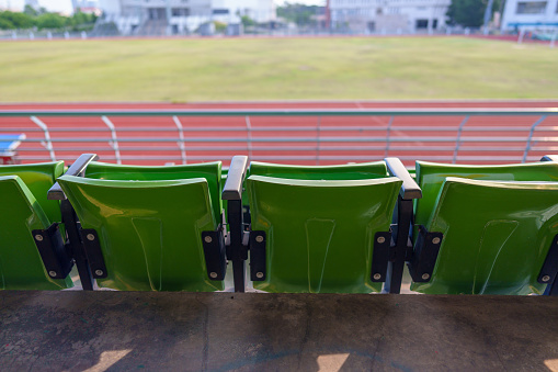 Empty seats in indoor stadium.