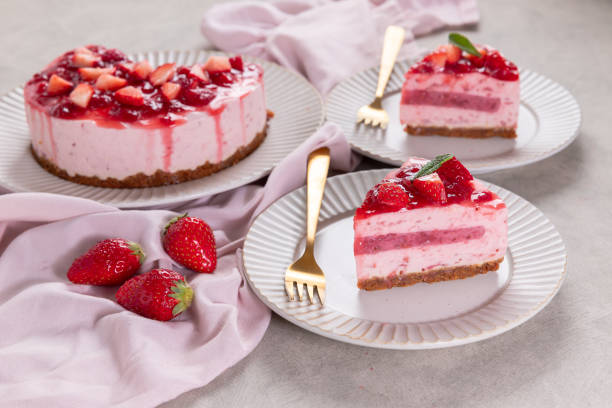 istock Cheese cake with berries. No Bake strawberries Cheesecake. 1392262059