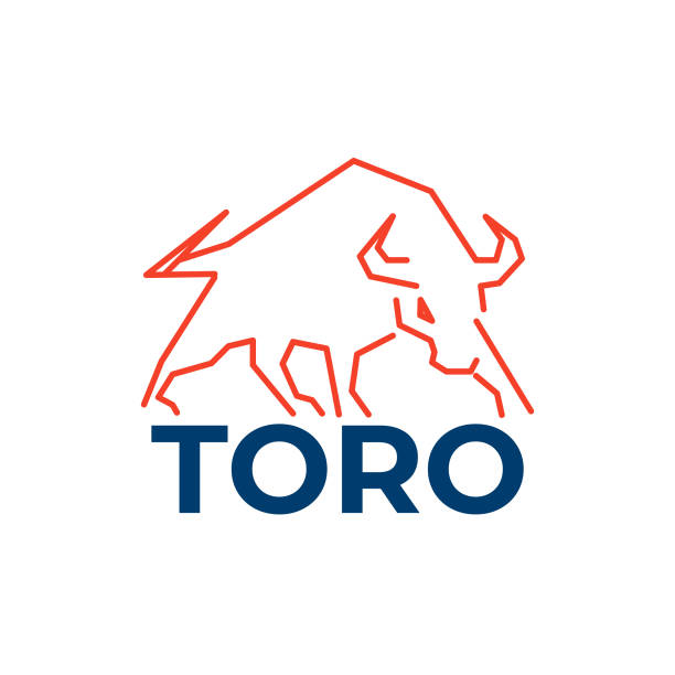 Simple vector illustration logo of red thick lines forming a bull