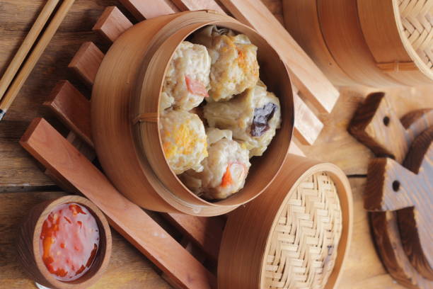 istock Cibitung, West Java, April 17, 2022, dim sum food with a beautiful serving place 1392263352