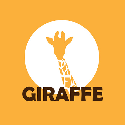 Simple giraffe vector illustration logo with dominant yellow color