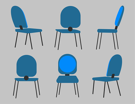 Chair in different positions. Chair interior set in different situations., can be used for business designs, presentation designs or any suitable designs.