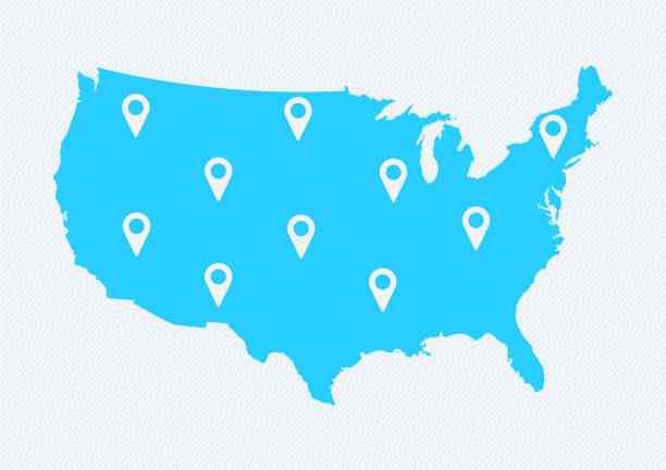 Usa map with map icons. United states of america map. Usa map with map icons. United states of america map, Can be used for business designs, presentation designs or any suitable designs. american culture stock illustrations