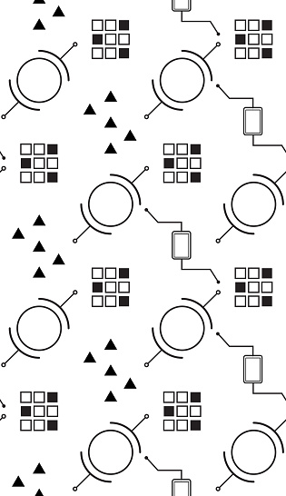 Seamless Pattern With Technological Chains Communication Between People ...