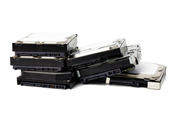 istock old hard disk (HDD) for PC are no longer used isolated on white background. 1392269228
