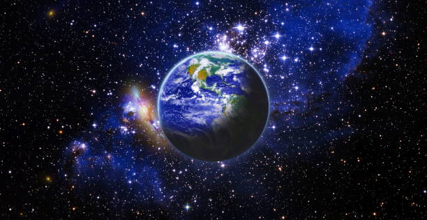 istock Earth globe view from space showing realistic earth surface and world map as in outer space point of view . Elements of this image furnished by NASA planet earth from space photos. 1392269562