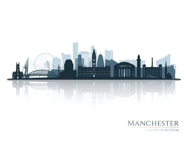 Manchester 01-7 (Black) Freiburg skyline. Colorful linear style. Editable vector file. manchester england stock illustrations
