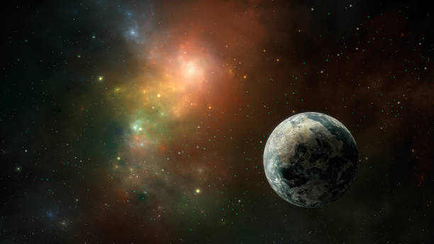 istock Space background. Colorful nebula with planet and starfield 1392275713