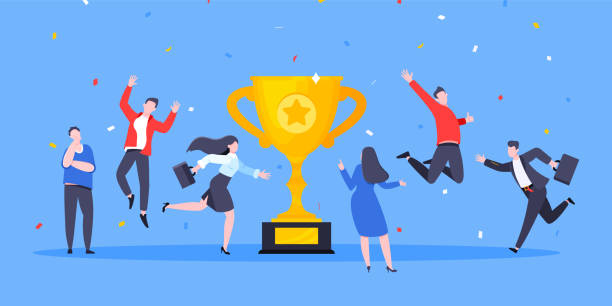 istock Employee recognition or proud workers of the month business concept flat style design vector illustration. 1392277293