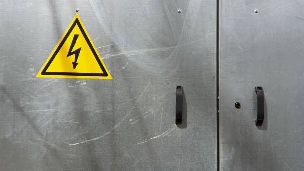 istock Danger sign on the iron door 1392278417