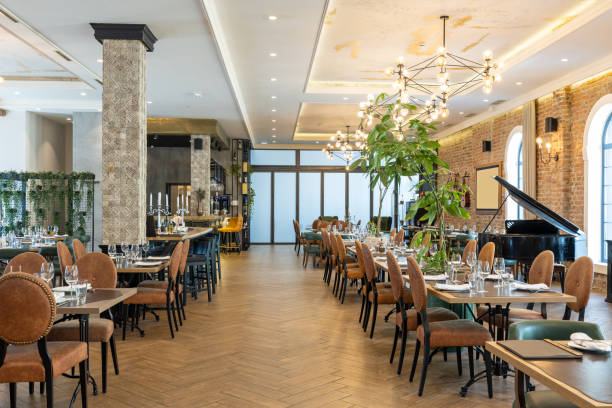 istock Interior of a modern hotel restaurant 1392279186