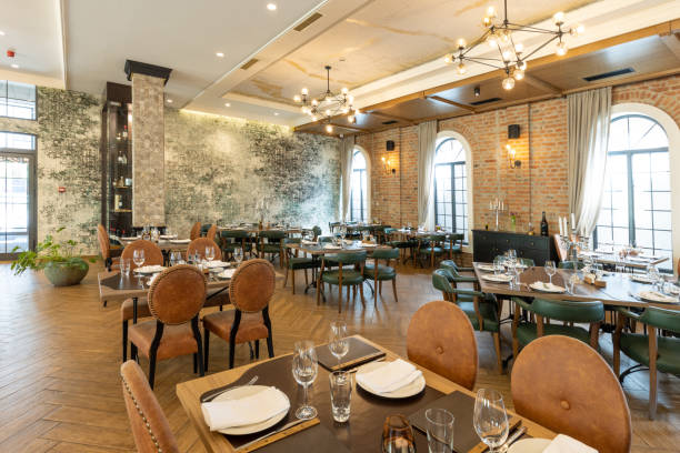 istock Interior of a modern hotel restaurant 1392279407