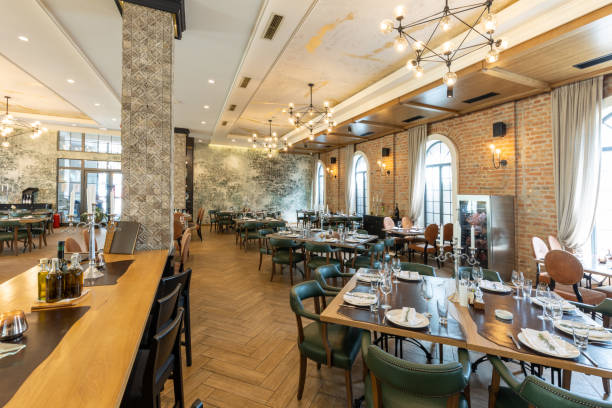 istock Interior of a modern hotel restaurant 1392279429