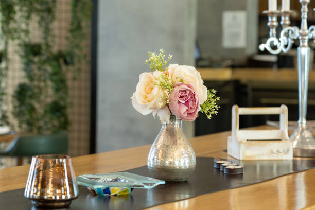 Flower decoration on a restaurant table