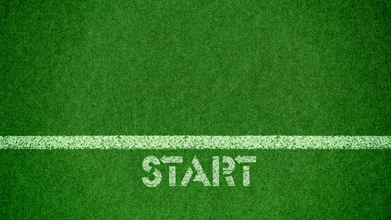 Detailed close up of corner markings on an artificial soccer field