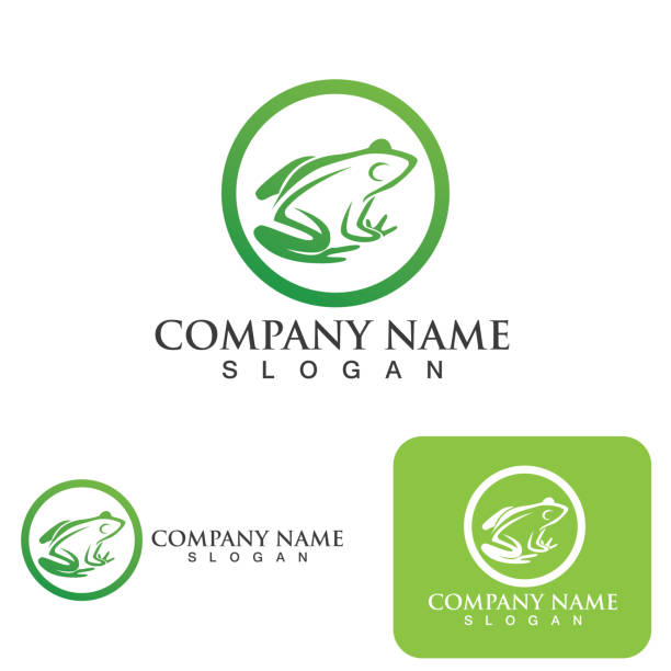 żaba zielone logo i wektor symbolu - toad green isolated white stock illustrations