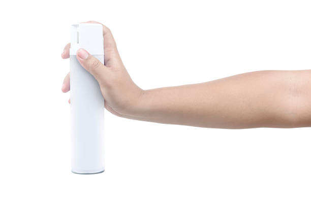 Male hands holding spray bottle