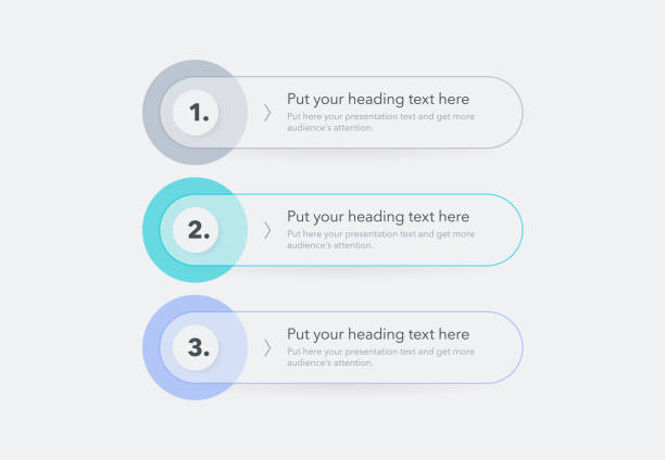 bildbanksillustrationer, clip art samt tecknat material och ikoner med modern diagram with three steps with numbers and a place for your text - lista