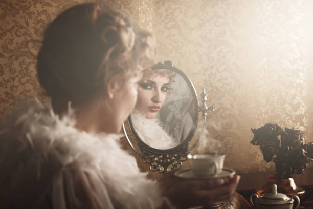 istock Retro woman with steaming coffee 1392284822