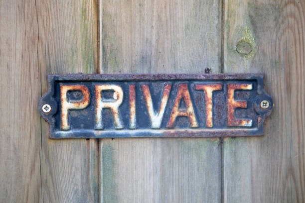 Old and rusty Private Fishing sign