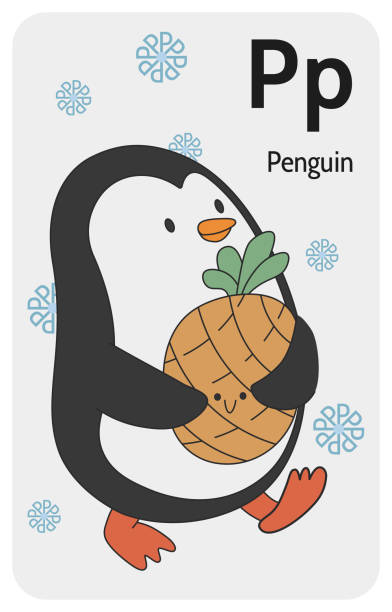  Alfabeto De Colores Para Niños  Letra P (Penguin) Ilustraciones, gráficos vectoriales libres de derechos y clip art