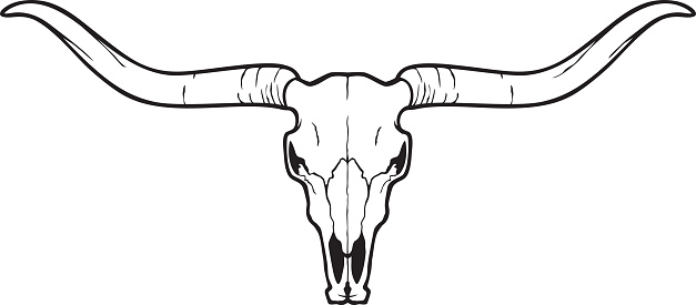 Longhorn head skull (bull or cow icon). Vector illustration.