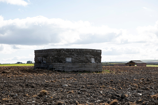 Remains of a World War 2 bunker on British farmland