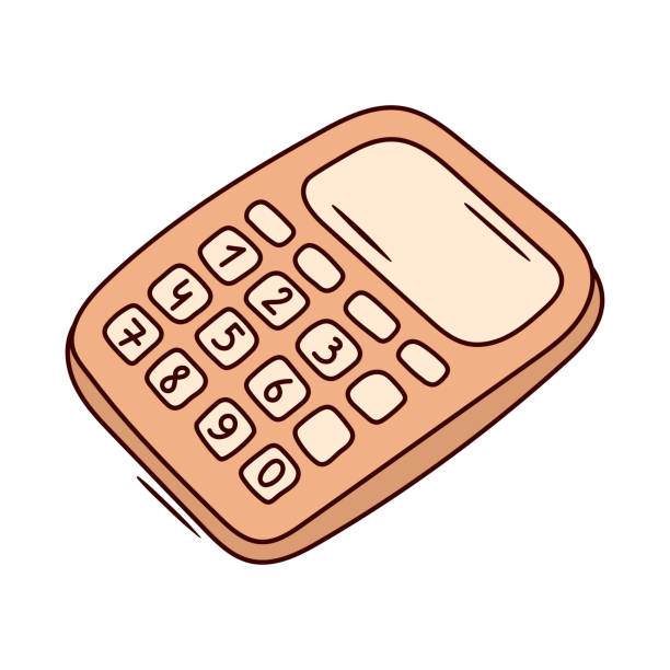 illustrations, cliparts, dessins animés et icônes de illustration de griffonnage vectoriel, calculatrice scolaire isolée sur blanc. - calculator isolated white background mathematical symbol