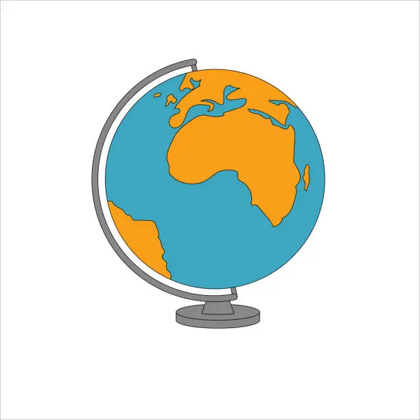 Vector illustration of Globe on white background. Flat vector illustration