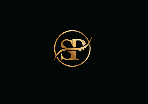 SP circle Gold Color Letter logo Design