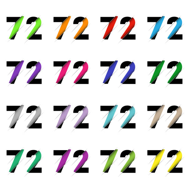 istock Paper cut number seventy two 72. Realistic 3D multi layers papercut effect isolated on white background. Figure of alphabet letter font. Decoration element for birthday or wedding greeting design 1392302578