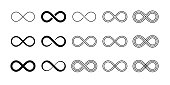 Infinity symbol set editable stroke isolated on white background. Vector