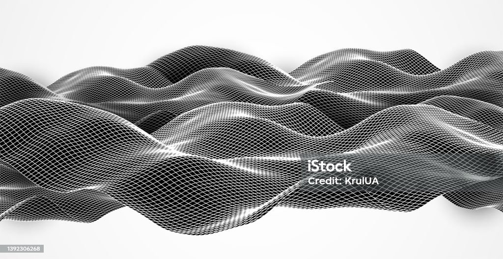 Wire Waveframe Graphics Abstract Waves Is Made In A Wireframe Style Template For Science And ...