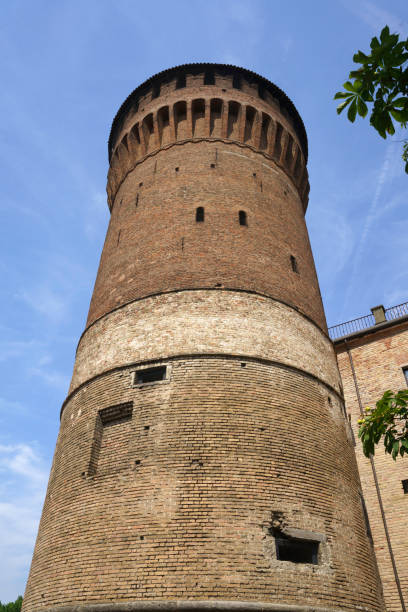 Castle of Lodi, Italy: tower Lodi, Italy - July 6, 2021: Lodi, Lombardy, Italy: tower of the castle lodi italy stock pictures, royalty-free photos & images