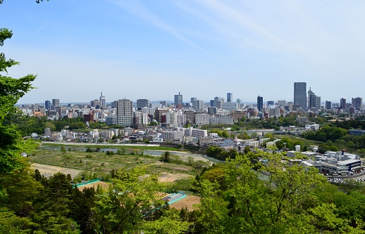 A distant view of Sendai city
