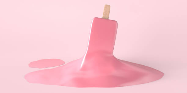 istock Melted strawberry ice cream. Summer concept. Copy space. 3D illustration. 1392308399