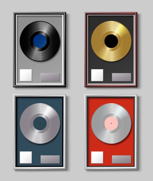 platin goldsilberbronze vinylplatte reaward - third place audio stock-grafiken, -clipart, -cartoons und -symbole